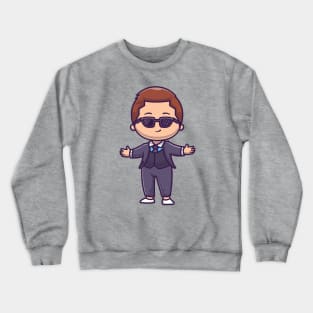 Cute Rich Boy Businessman Cartoon Crewneck Sweatshirt